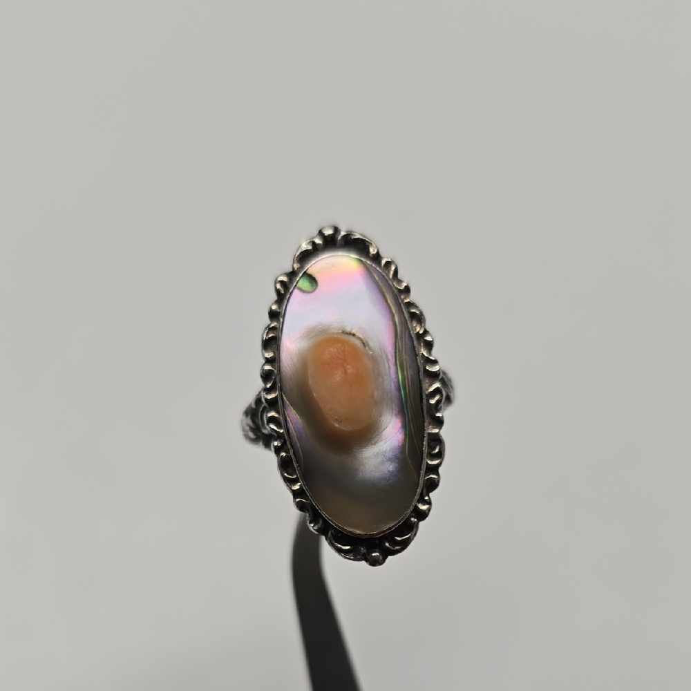 Antique Silver Blister Pearl Women's Ring